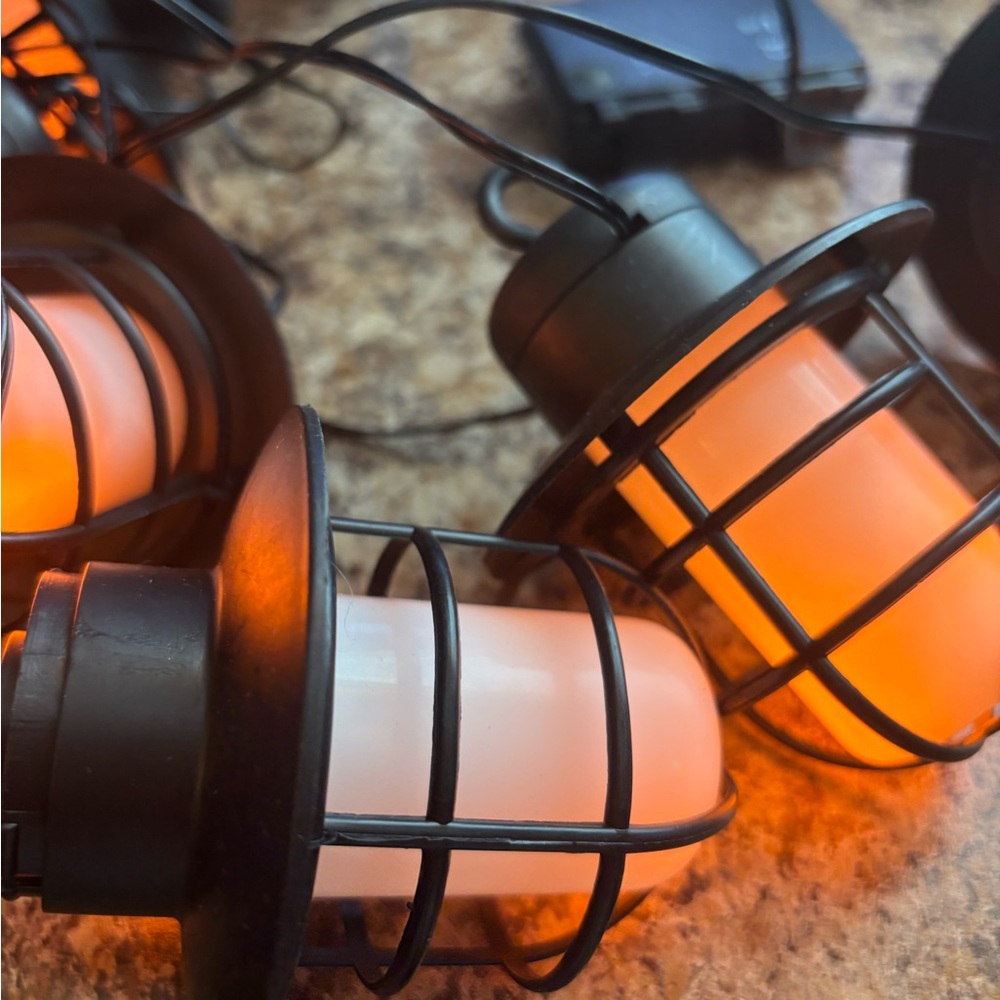 Black and Orange Industrial String Lights Patriot